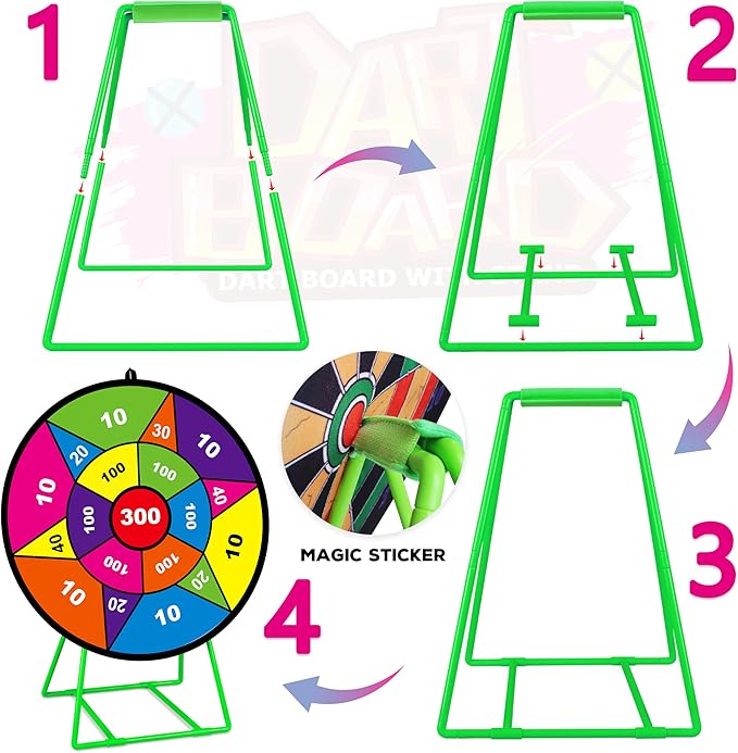 Large Dart Board for Kids, Kids Double-Sided Dart Board with Sticky Balls and Darts, Indoor/Outdoor Sport Fun Party Play Game Toys, Gifts for 3 4 5 6 7 8 9 10 11 12 Year Old Boys Girls