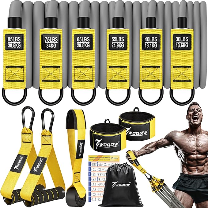 Heavy Resistance Bands for Working Out, 350lbs/450lbs Exercise Bands with Handles, Workout Bands Set for Men, Fitness Weight Bands for Muscle Strength Training, Stretching, Slim, Home Gym Equipment