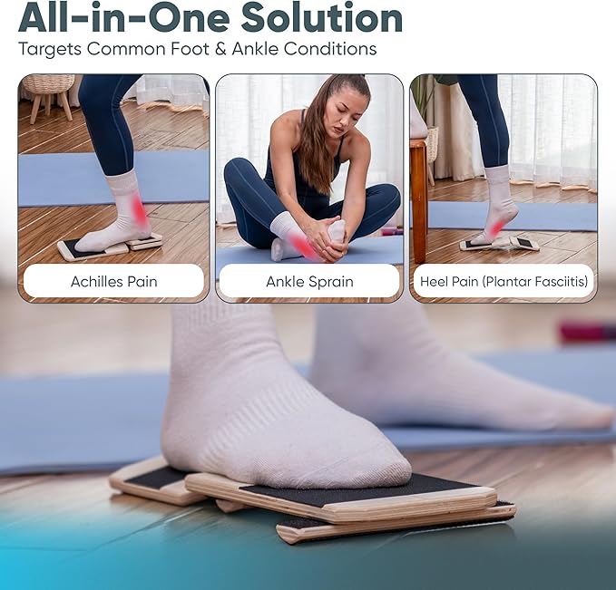 Foot & Ankle Strengthener – Single Leg Balance Board Trainer for Sprained Ankle Recovery, Plantar Fasciitis & Achilles Tendonitis – Adjustable Round & Triangle Bars + Training Videos + Travel Bag