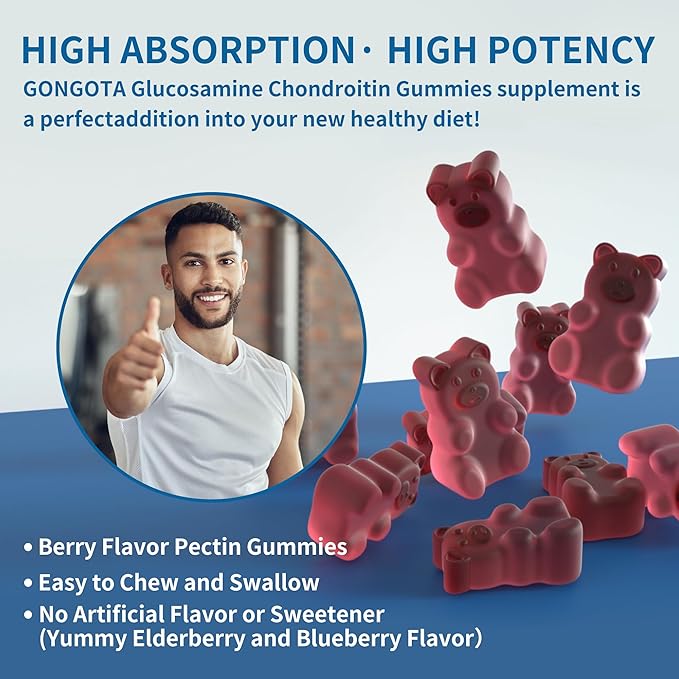 Glucosamine Chondroitin Gummies with MSM & Elderberry Extra Strength - Joint Support, Antioxidant Immune Support Supplement for Adults, Men & Women.(2 Pack)