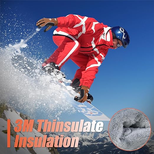 HANDLANDY Winter Insulated Work Gloves, 3M Thinsulate Thermal Water-Resistant Gloves for Men Women Touch Screen, Warm Ski Snowboard Cold Weather Gloves (Brown, 2X-Large)