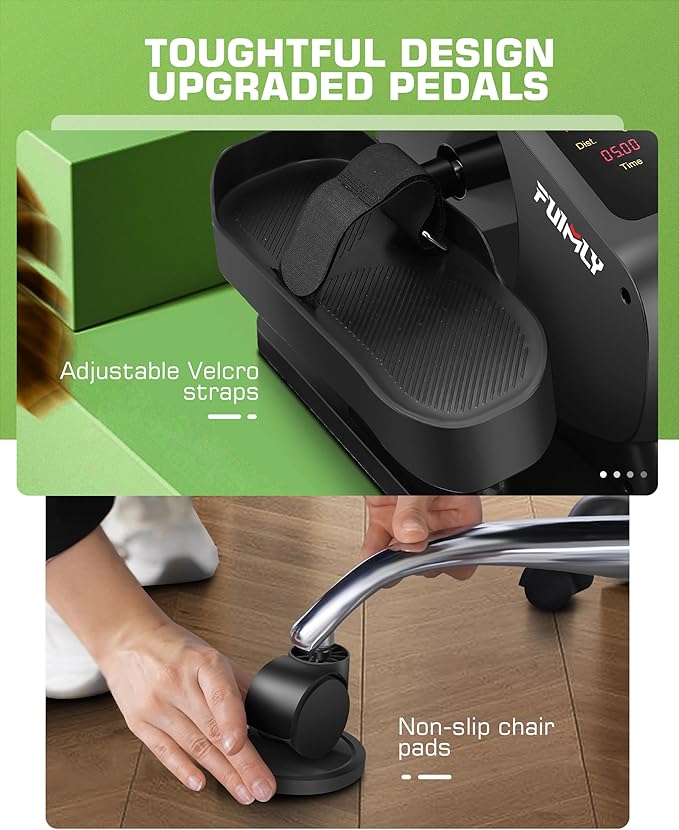 FUNMILY Under Desk Elliptical Machine, Large LCD Ellipse Leg Exerciser as Seen on TV, While Sitting for Seniors/Adults, 100% Pre-Assembled Exercise Equipment with Remote & Magnetic Storage