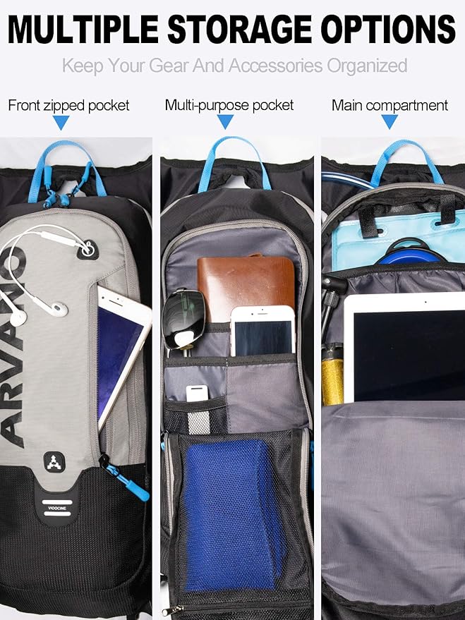 Hydration Backpack, Lightweight Hydration Pack with 2L Water Bladder, 6L Water Backpack for Men Women Cycling, Hiking, Mountain Biking, Skiing