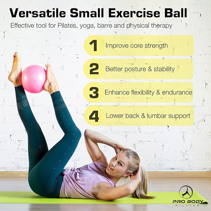 ProBody Pilates Small Exercise Ball - 9 Inch Workout Ball for Stability, Barre, Yoga, Core & Physical Therapy