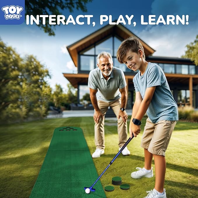 Golf Putting Game Set, Mini Golf Game Set with 2 Putters 2 Balls, 10 Feet Practice Putting Green Mat for Adults, Indoor Outdoor Backyard Party Game