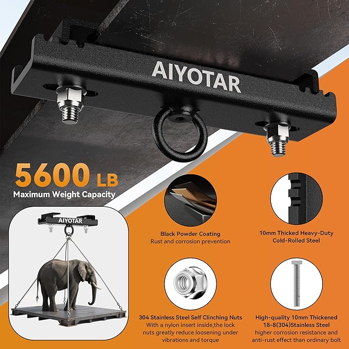 I Beam Clamp Hanger Mount, Heavy Duty Steel Beam Clamp, Heavy Punching Boxing Bag Hanger 5600LB Maximum Bearing Capacity H beam clamp hanger for Boxing Muay Thai MMA Training Gym Swing Trapeze Hammock