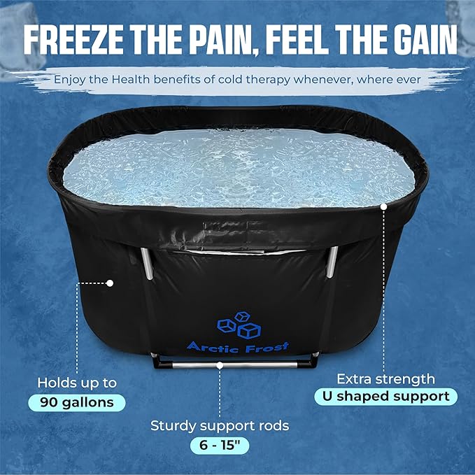 Large Oval Professional Ice Bath Tub-90 Gallon Inflatable Cold Plunge- Portable Lightweight Easy to Set Up for Full Cold Water Immersion, Faster Recovery (Black, Large Ice Bath (43x24x22))