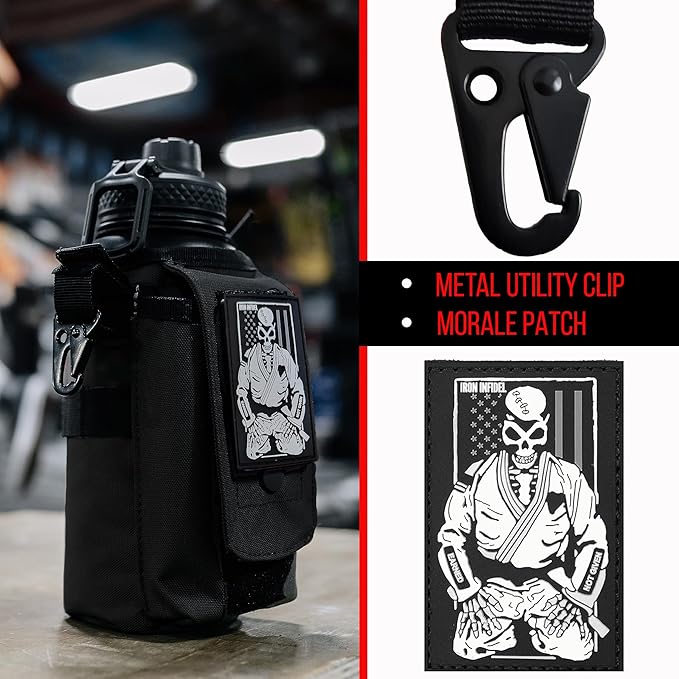 Iron InfideI Battle Bottle Sleeve - 64 oz and 32 oz Water Bottle Sleeve Only for Half Gallon 1L Steel Water Bottle | Rugged Cover with Molle for Versatile Design with Storage for Phone, Wallet & Keys