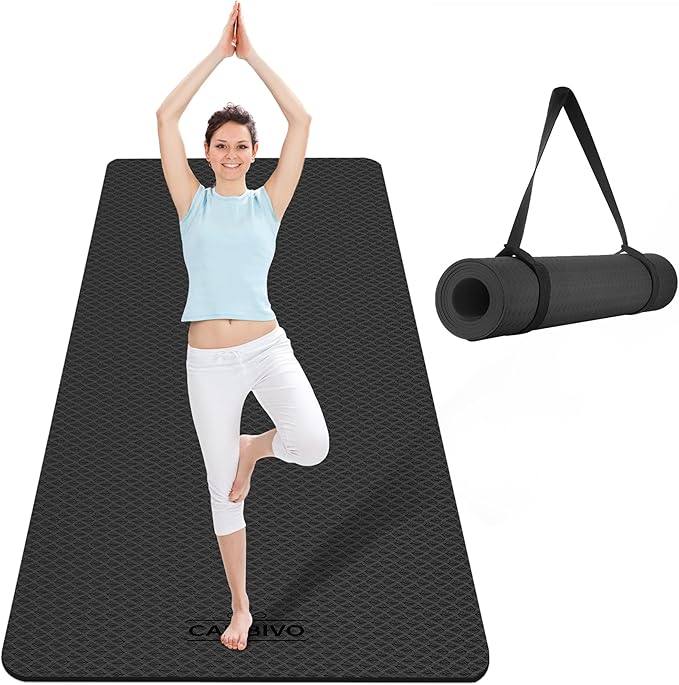 CAMBIVO Extra Wide Yoga Mat for Women and Men (72"/84"x 32"x 1/4") TPE Workout Mat, Non-slip Large Exercise Fitness Mat for Yoga, Pilates, Workout