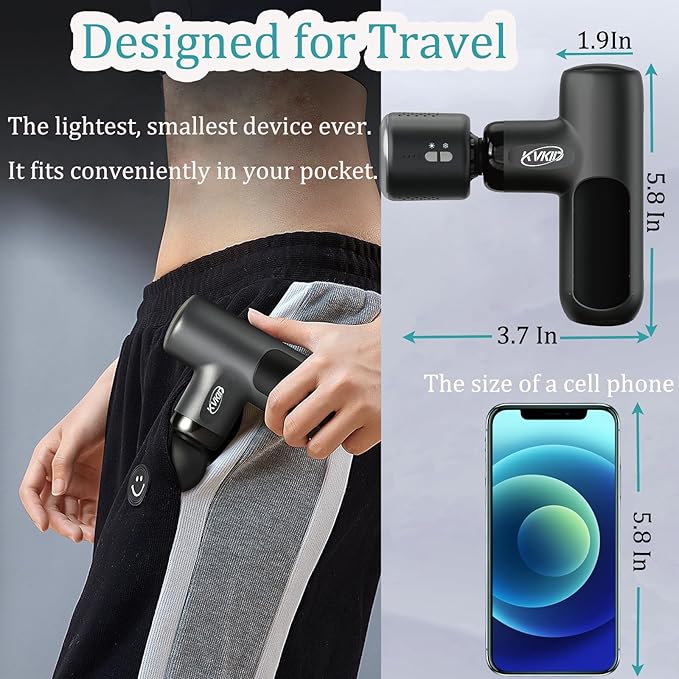 Mini Massage Gun with Heat and Cold Head, Percussion Muscle Massager with 4 Attachments, Portable Hand Held Massager Gun for Pain Relief, Rechargeable Small Massage Gun for Office, Home, Athletes