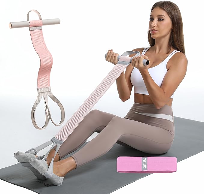 Multifunctional Tension Rope Set – Sit-Up Assistance, Knitted Fitness Equipment for Abdominal/Waist/Arm/Leg Stretching & Weight Loss Training，Gift a 90 Pound Knitted Resistance Strap