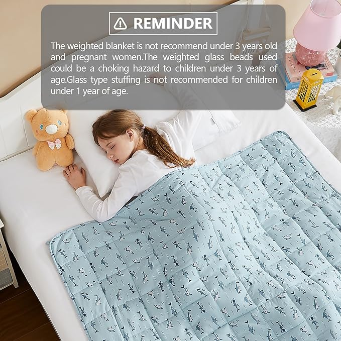 L'AGRATY Weighted Blanket - 40"x60" 7lbs Cooling Breathable Microfiber Material with Glass Beads Small Blanket for All-Season Summer Fall Winter Soft Thick