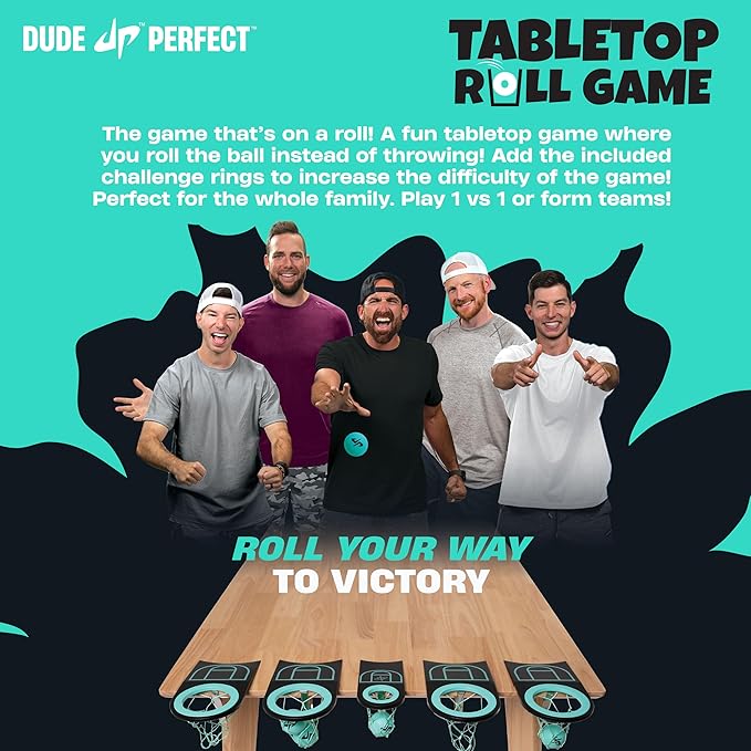 Dude Perfect Sticky Tic Tac Toe & Tabletop Roll Set | Indoor & Outdoor Games, Perfect Fun for Family Game Night & Parties, Birthday for Children, Kids & Adults | Ages 4+ & 6+