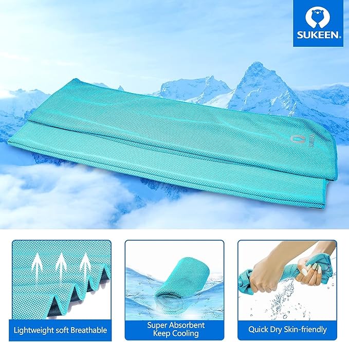 Sukkeen Cooling Towel (40"x12"), Soft Breathable Chilly Microfiber Towel for Yoga, Sports & More Activities