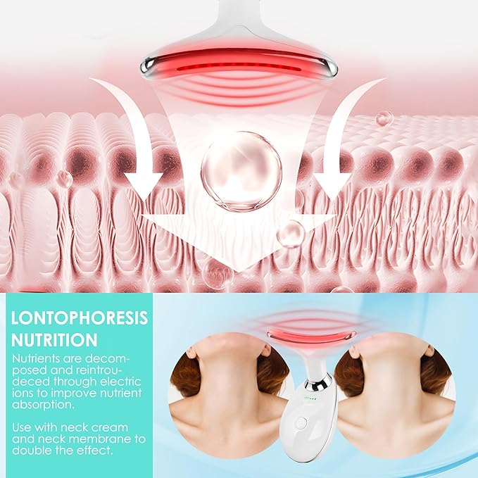 Facial Massager Red-Light-Therapy-for-Face and Neck, Face 𝖲 culpting Wand with 7 Color (Light White)