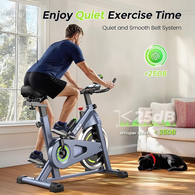 Cyclace Exercise Bike, Magnetic Stationary Bike for Home, Low Noise Cardio Indoor Cycling Bike with App Compatible, 300LBs Weight Capacity & Tablet Mount