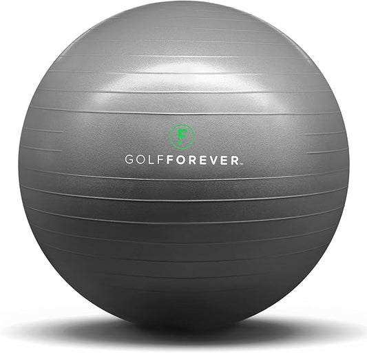 GolfForever Stability Ball Proven by Golfer Scottie Scheffler | Golf Training Exercise Ball | Premium Golf Training Workout Ball to Build Swing Speed, Improve Balance & Strengthen Core | 65cm | Grey
