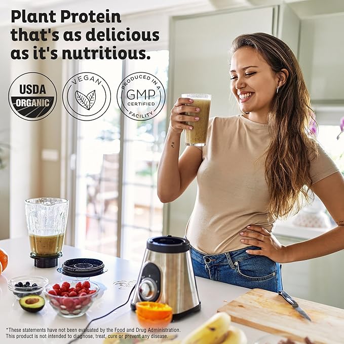 KOS Organic Plant Based Protein Powder, Chocolate Peanut Butter - Delicious Vegan Protein Powder Meal Replacement - Keto Friendly, Gluten Free, Dairy Free & Soy Free - 2.4 lbs, 28 Servings