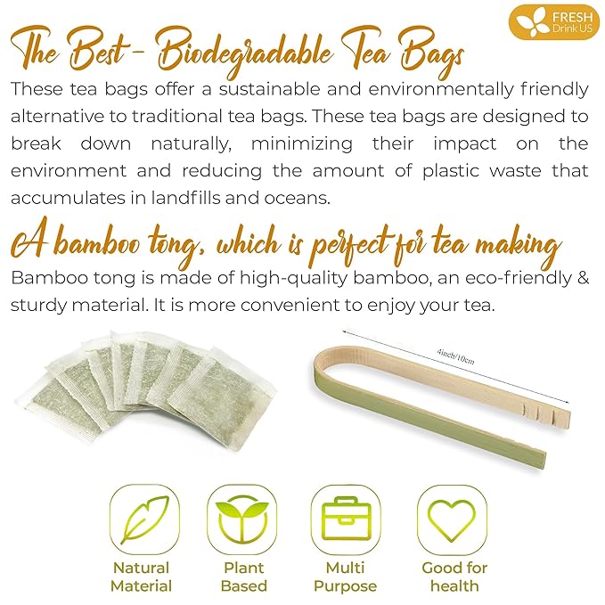 FreshDrinkUS, Premium 55 Mullein Licorice Tea Bags, 100% Natural, Blend of Mullein Leaves, and Licorice Root. Made with Natural Material Tea Bags. No Sugar, Vegan.