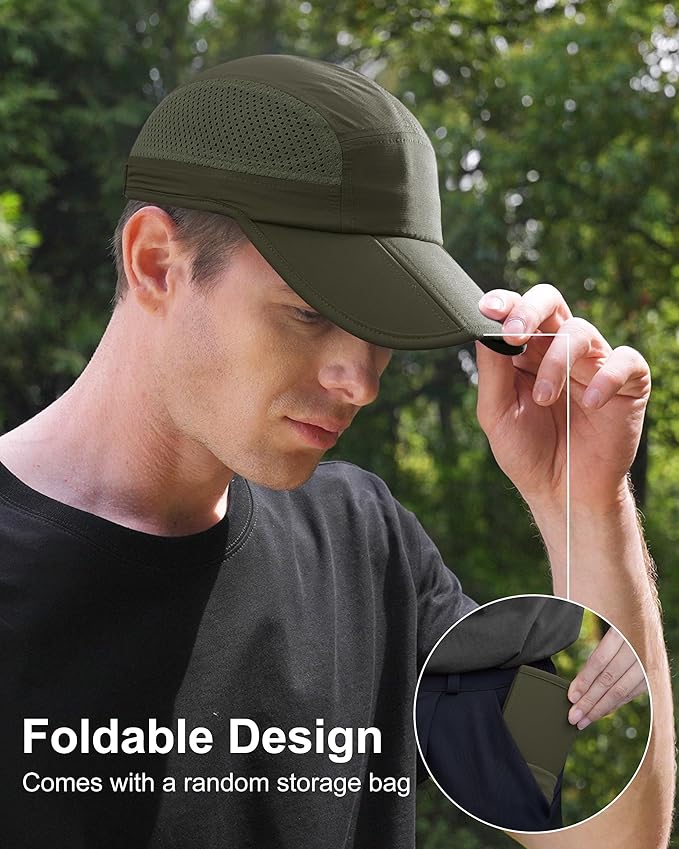 GADIEMKENSD Mens Folding Outdoor Hat Long Brim UPF 50+ Sun Protection