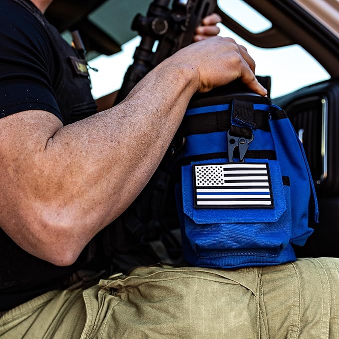 Iron Infidel Battle Bottle - Half Gallon Insulated Water Bottle with Paracord Handle, Large 64 oz Stainless Steel Water Jug with Rugged, Removable Sleeve for Keys, Wallet & Phone (Blue Line 2 Liter)