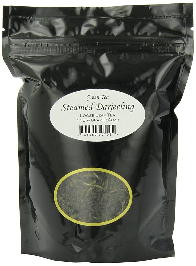 Steamed Darjeeling Green Tea - 4oz | Second Flush Orthodox Loose Leaf Tea Pouches | Muscatel Flavor | 100% Steamed Green Tea | From Darjeeling Hills | Fresh Packaged Herbal Tea Leaves