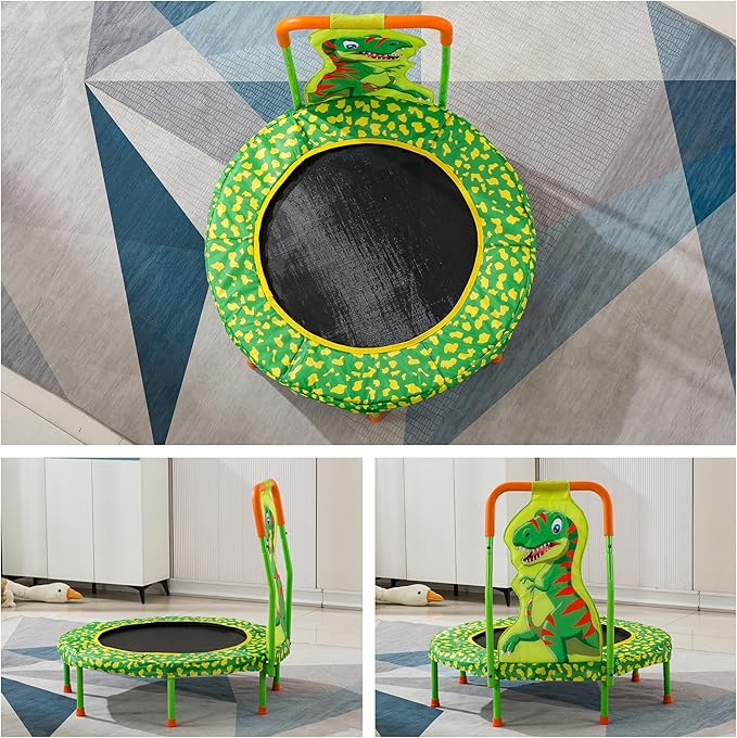 36" Trampoline with No-Gap Design, Mini Trampoline for Kids, 3FT Indoor/Outdoor Rebounder with Handle