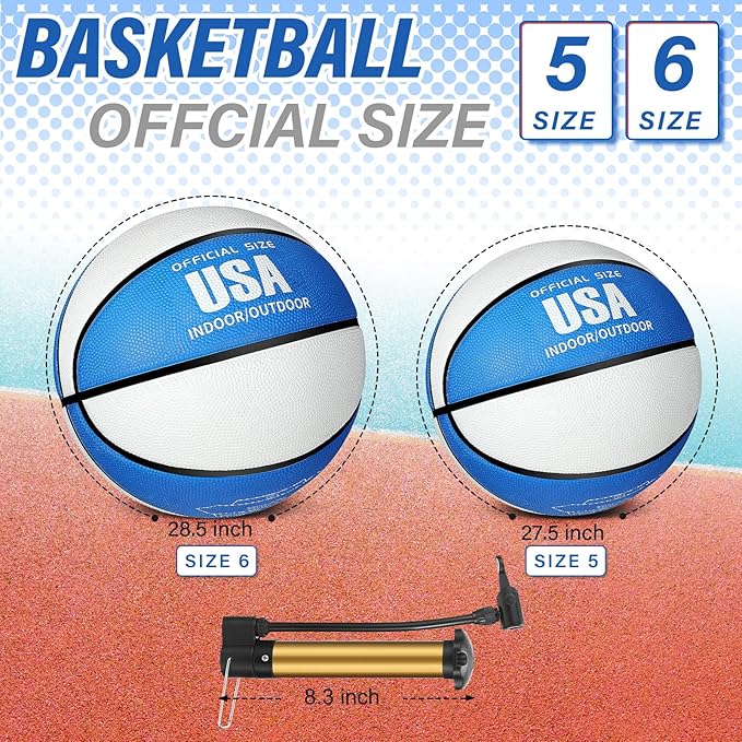 Libima 4 Pcs Rubber Basketball with Pump Official Size Indoor Outdoor Basketball Game Practice Training Kid Teen Women Men Streetbball Sport Gift Back to School