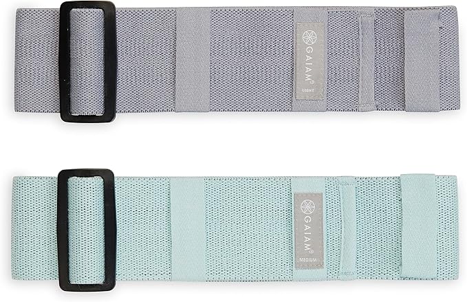 Gaiam Adjustable Hip Bands - 2-Pack Resistance Bands for Working Out, Buckle Adjustable Workout Bands with 4 Light and Medium Resistance Levels Target, Tone, and Strengthen Lower Body - 2 Pack
