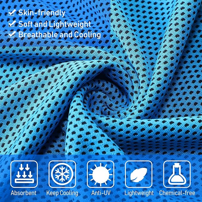 BBTO 100 Pack Cooling Towel - Microfiber Cold Sports Sweat Rags Neck & Face Breathable Ice Chilly Towel for Gym Yoga Golf Workout Beach Accessories
