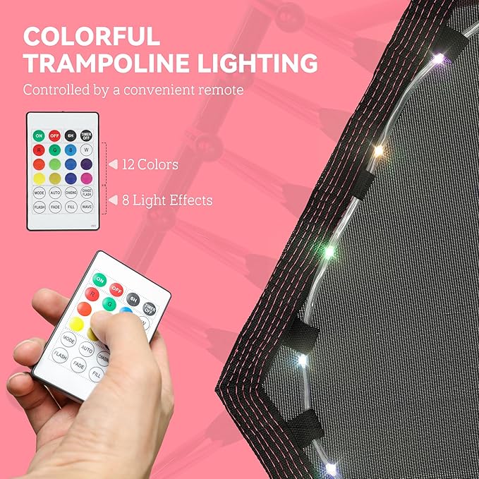 Soozier 45" Rebounder Trampoline for Adults, Mini Trampoline Indoor with Colorful LED Lights and Adjustable Handle, Quiet and Safe Bungee Rebounder