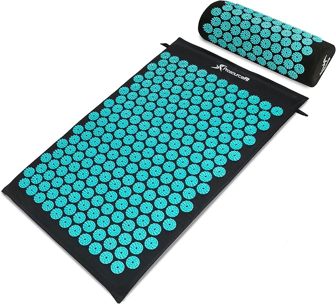 ProsourceFit Acupressure Mat and Pillow Set for Back/Neck Pain Relief and Muscle Relaxation, Large - Gray/Gray