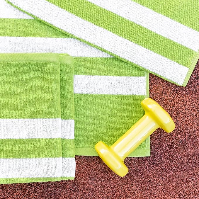 Luzia Striped Workout Towel for Sweat (Pack of 4) - Premium Quality 100% Turkish Cotton - Lightweight and Super Absorbent for Exercise, Sports, Workout, Fitness, Gym, Yoga, Running (Green)