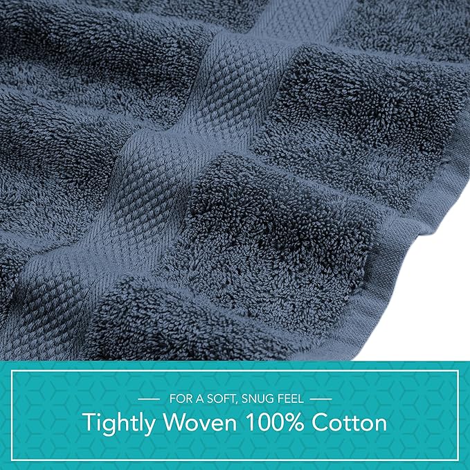 Pleasant Home Bath Towels Set of 6 (24” x 50”) 100% Cotton, 515 GSM | Lightweight, Soft & Absorbent Luxury Towels for Bathroom | for Gym, Pool & Spa | 6 Pack, Navy