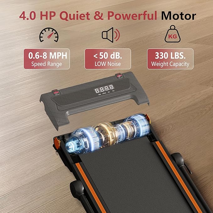 Foldable Treadmill with Incline Treadmill with Home Removable Desk Workstation 3.0 HP 3 in 1 Folding Small Compact Walking Treadmills 300 Lbs Capacity for Home Office