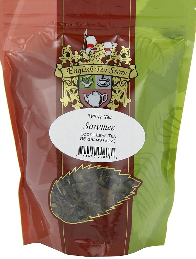 Sowmee White Tea Loose Leaf | Mildly Oxidized Chinese White Tea with Full-Body Flavor | 2oz Pouch | Late Harvest Spring Leaves with Oolong-Like Notes | English Tea Store