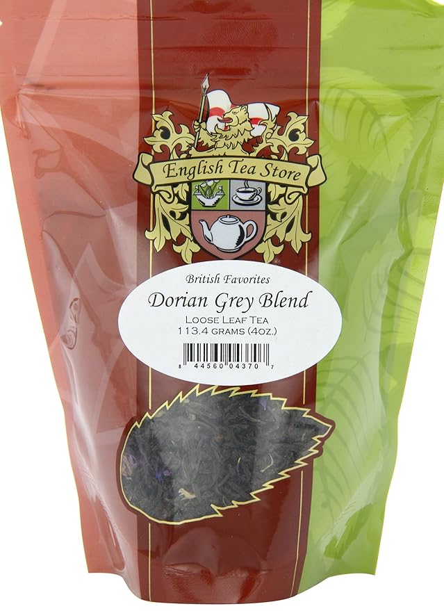 Dorian Grey Blend Black Loose Leaf Tea Pouches - 4oz | Earl Grey with Caramel and Floral Notes | Apple Calendula Elderblossom Infused | English Tea Store Inspired by Oscar Wilde
