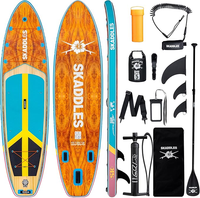 11' Inflatable Stand Up Paddle Board – Extra Wide SUP for Adults & Kids of All Skill Levels, Stable Paddleboard with Pump, Fins, Backpack, Accessories & Waterproof Phone Pouch