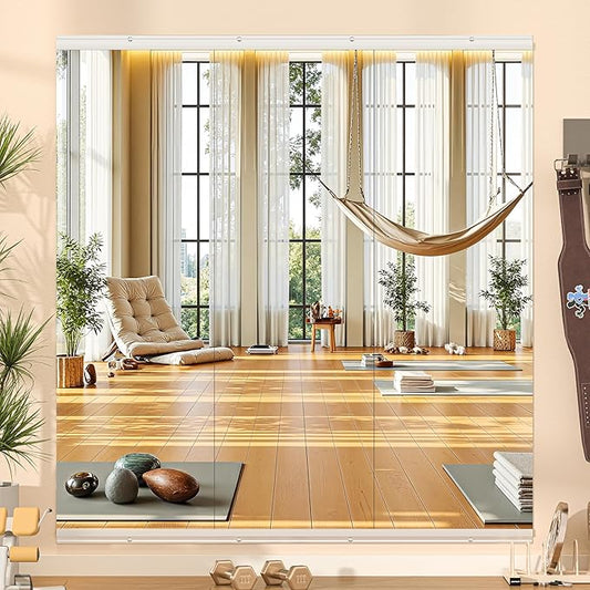 Hasipu Home Gym Mirror, 52"x17" x 3 PCS Frameless Wall Mounted Mirrors, Large Body Mirror for Home Gym, Yoga Studio, Bedroom, Silver Tempered Glass