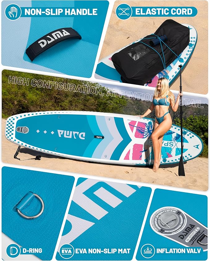 DAMA 11'*34"*6" Inflatable Paddle Board, Paddle Boards for Adults,Sup,Lightweight and Durable, Easy to Inflate, Versatile in Style, Fully Functional, Equipped w/High Grade Accessories.