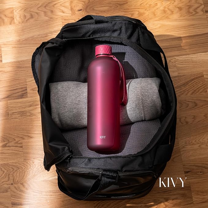 KIVY Slim Water Bottle 50oz [Lightweight & Shatterproof] - Reusable Tritan Water Bottle - Leak Proof Water Bottle for Women & Men - No Spill - Dishwasher Safe - Red water bottle