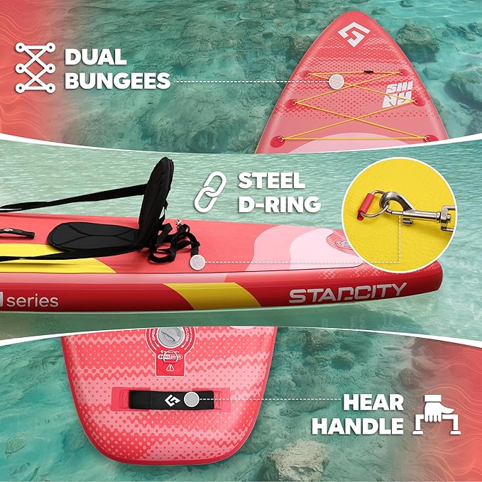Starcity 11'*34"*6" Blow Up Paddle Board, Inflatable Paddle Board,Paddle Board,Spacious and Stable, Anti Slip and Easy to Operate, Large Size Suitable for Single Person/Family/Pet Use.