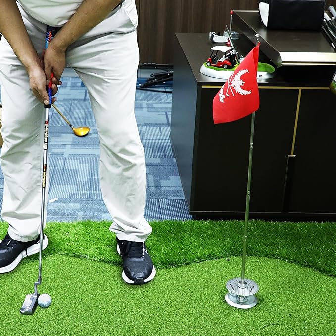Golf Putter Swing Training Practice Aids Green Hole Flag Hole CupTraining Equipment Home Indoor Outdoor Office Backyard Practice Men Fathers an Ideal Gift Golfers