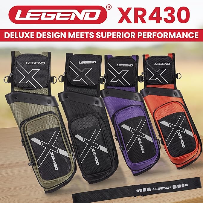 Legend XR430 Premium Field Quiver for Arrows - Right-Handed Hip Arrow Quiver with Removable Release Pocket, Durable Archery Quiver with Tools & Accessories Compartment, Arrow Holder
