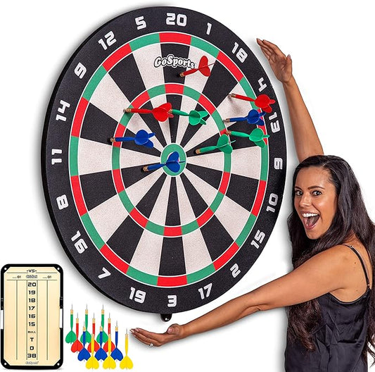 GoSports Giant 3 ft or 4 ft Cork Dartboards - Includes 12 Giant Darts and Scoreboard - New Fun Twist on Darts