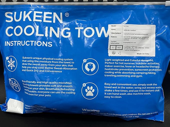 Sukeen 4Pack Cooling Towel (40"x12") for Neck and Face, Soft & Breathable Chilly Sports Towel, Quick-Drying Sweat Absorbing Cooling Neck Wraps with Cooling Tech. for Yoga, Sport, Running, Workout