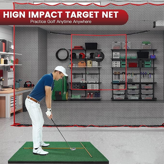 Golf Practice Net - Heavy Duty Driving Range Net with High Impact Chipping Target, Include Carry Bag and Golf Balls for Indoor Outdoor