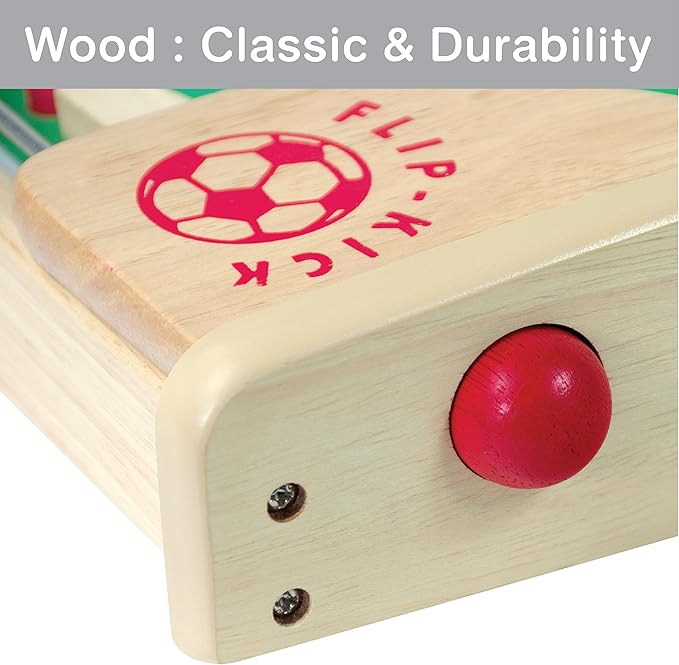 Flipkick: Wooden Tabletop Football/Soccer Pinball Games, Indoor Portable Sport Table Board for Kids and Family