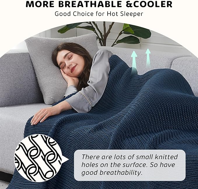 L'AGRATY Knitted Weighted Blanket - 48"x72" 12lbs Cooling Chunky Knit Heavy Blanket for Adults Braided Crochet Throw Thick Cable Yarn Knit Decorative No Beads Evenly Weighted Machine Washable