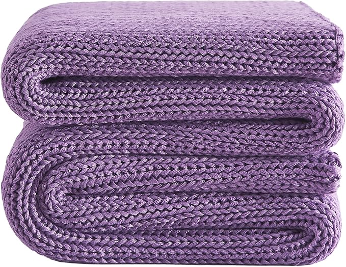 L'AGRATY Knitted Weighted Blanket - 48"x72" 12lbs Cooling Chunky Knit Heavy Blanket for Adults Braided Crochet Throw Thick Cable Yarn Knit Decorative No Beads Evenly Weighted Machine Washable